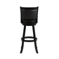 Pio 34 Inch Extra Tall Swivel Bar Stool Solid Wood Faux Leather Black By Casagear Home BM274326