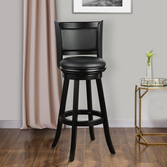 Pio Swivel Barstool | 34" | Faux Leather | Black