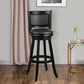 Pio 34 Inch Extra Tall Swivel Bar Stool, Solid Wood, Faux Leather, Black By Casagear Home
