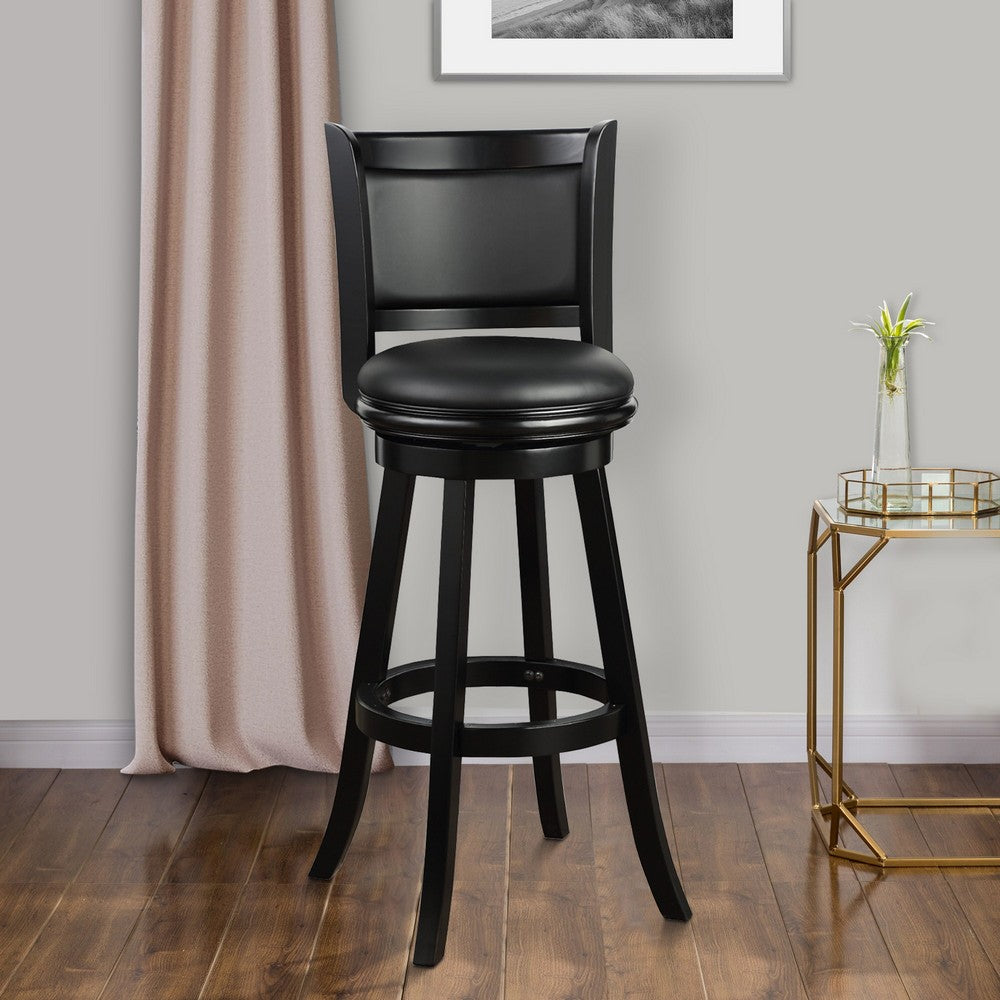 Pio Swivel Barstool | 34" | Faux Leather | Black