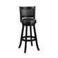 Pio 34 Inch Extra Tall Swivel Bar Stool Solid Wood Faux Leather Black By Casagear Home BM274326