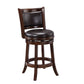 Pal 24 Inch Swivel Counter Stool Solid Wood Faux Leather Espresso Brown By Casagear Home BM274331