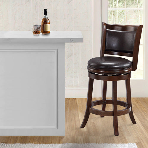 Pal Swivel Counter Stool | 24" | Faux Leather | Cappuccino