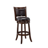 Pal 29 Inch Swivel Bar Stool Solid Wood Rich Faux Leather Espresso Brown By Casagear Home BM274332