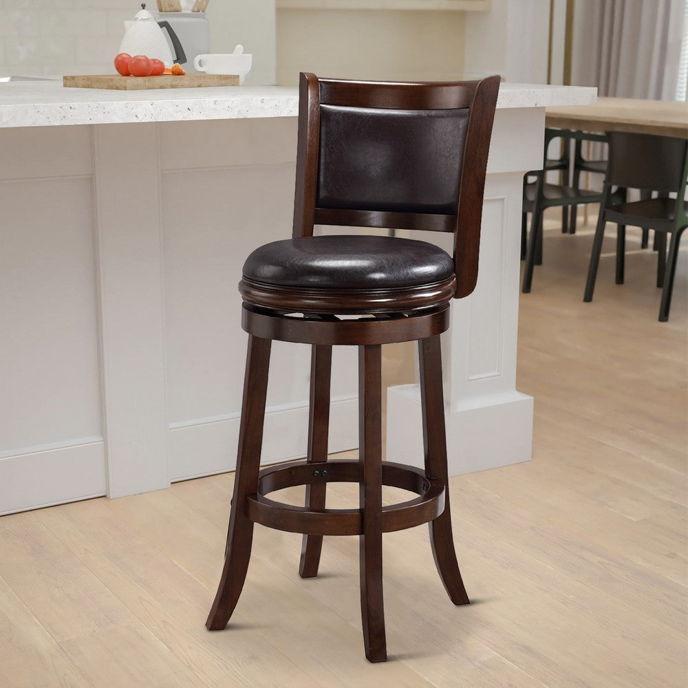 Pal Swivel Barstool | 29" | Faux Leather | Espresso Brown