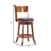 Pal 24 Inch Swivel Counter Stool Solid Wood Bonded Leather Walnut Brown By Casagear Home BM274333