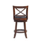 Gia 24 Inch Swivel Counter Stool Solid Wood Rich Faux Leather Brown By Casagear Home BM274339