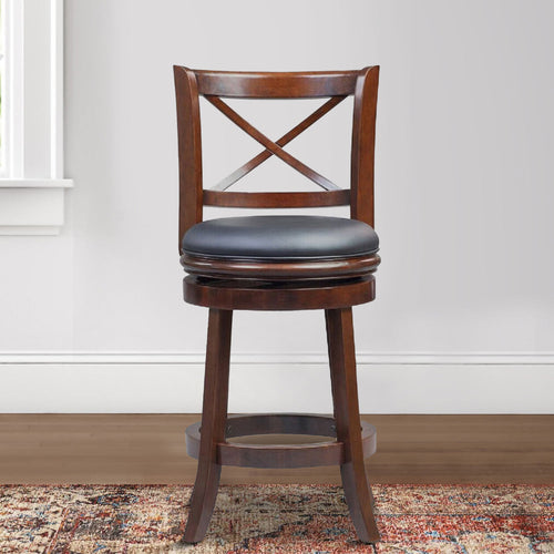 Gia Swivel Counter Stool | 24" | Faux Leather | Brown