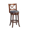 Gia 29 Inch Swivel Bar Stool Solid Wood Rich Vegan Faux Leather Brown By Casagear Home BM274340