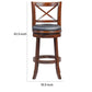 Gia 29 Inch Swivel Bar Stool Solid Wood Rich Vegan Faux Leather Brown By Casagear Home BM274340