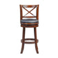 Gia 29 Inch Swivel Bar Stool Solid Wood Rich Vegan Faux Leather Brown By Casagear Home BM274340