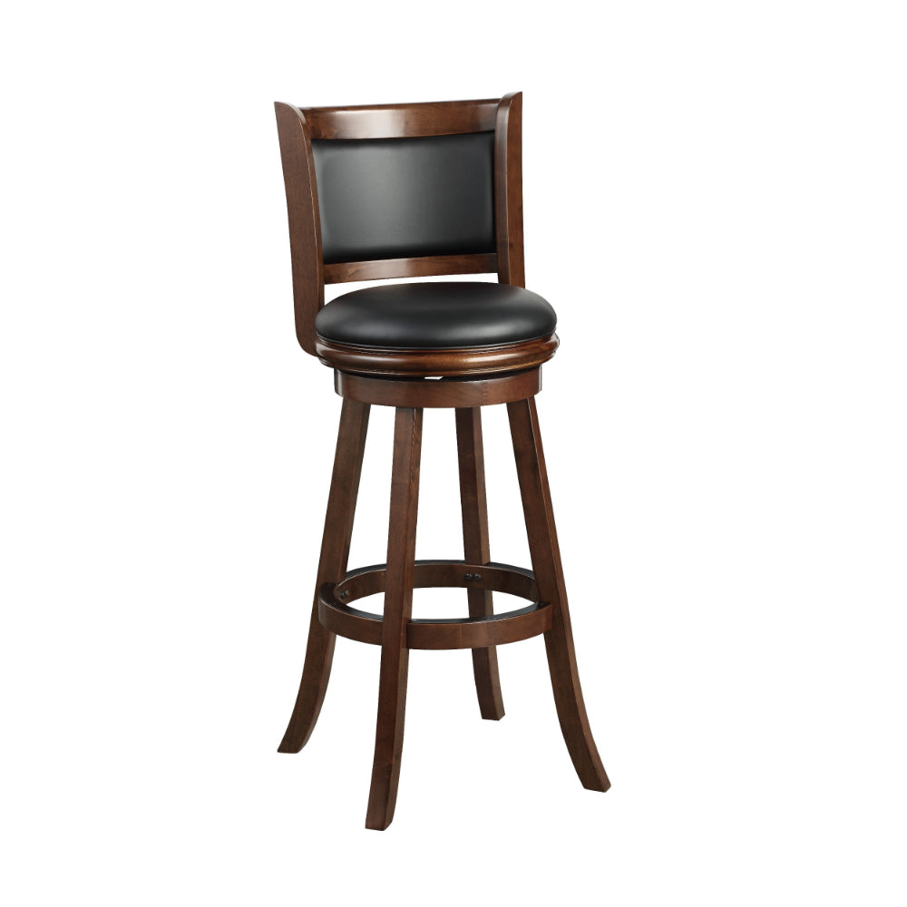 Pio 34 Inch Extra Tall Swivel Bar Stool Wood Faux Leather Espresso Brown By Casagear Home BM274342