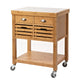 36 Inch Bamboo Kitchen Cart Island 2 Drawers Stainless Steel Top Brown By Casagear Home BM274344