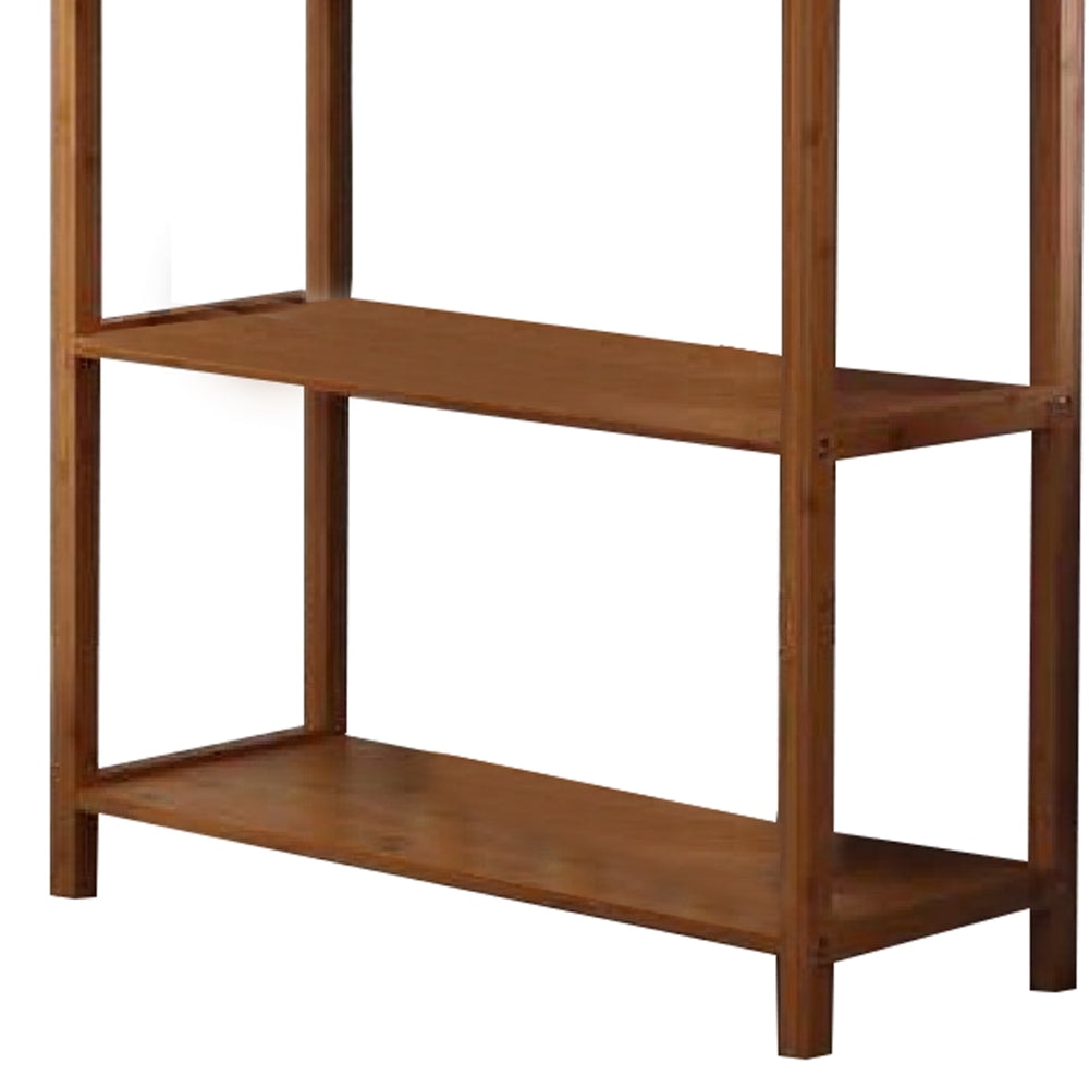 Axa 68 Inch Bamboo Left Facing Open Bookcase 2 Cubbies Shelves Brown By Casagear Home BM274346