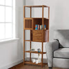Axa 68 Inch Bamboo Left Facing Open Bookcase, 2 Cubbies, Shelves, Brown By Casagear Home