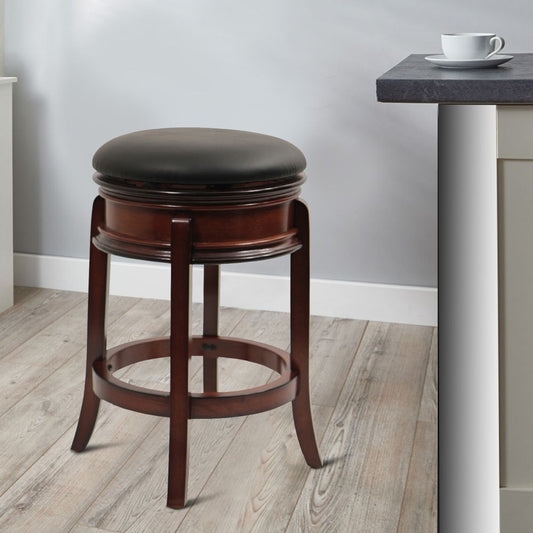 Sabi Swivel Counter Stool | 24" | Faux Leather | Brown