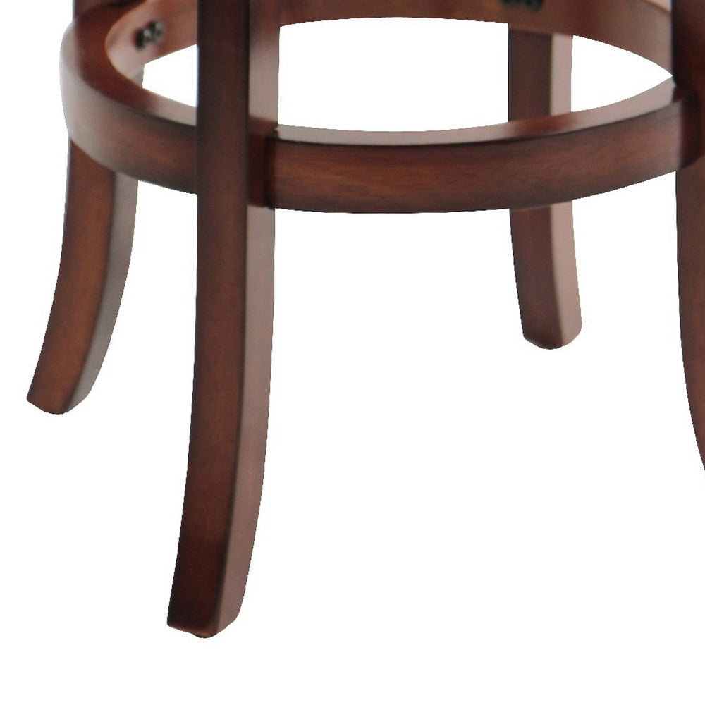 Sabi 29 inch Swivel Counter Stool Solid Wood Faux Leather Brown Black By Casagear Home BM274356