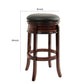 Sabi 29 inch Swivel Counter Stool, Solid Wood, Faux Leather, Brown, Black By Casagear Home