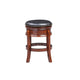 Sabi 24 inch Swivel Counter Stool Solid Wood Faux Leather Brown Black