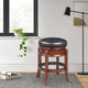 Sabi 24 inch Swivel Counter Stool, Solid Wood, Faux Leather, Brown, Black