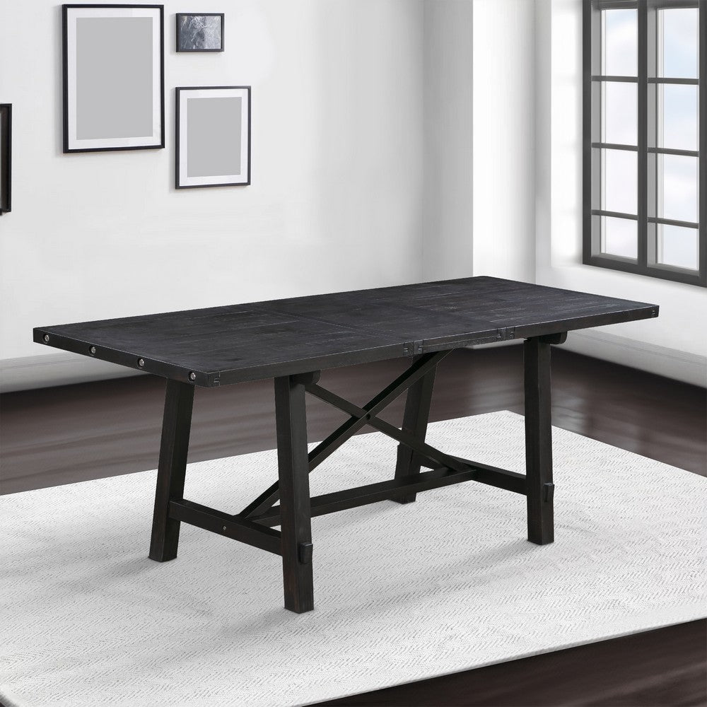Liu 76 - 96 Inch Dining Table, Acacia Wood, Extendable, Exposed Bolt, Brown