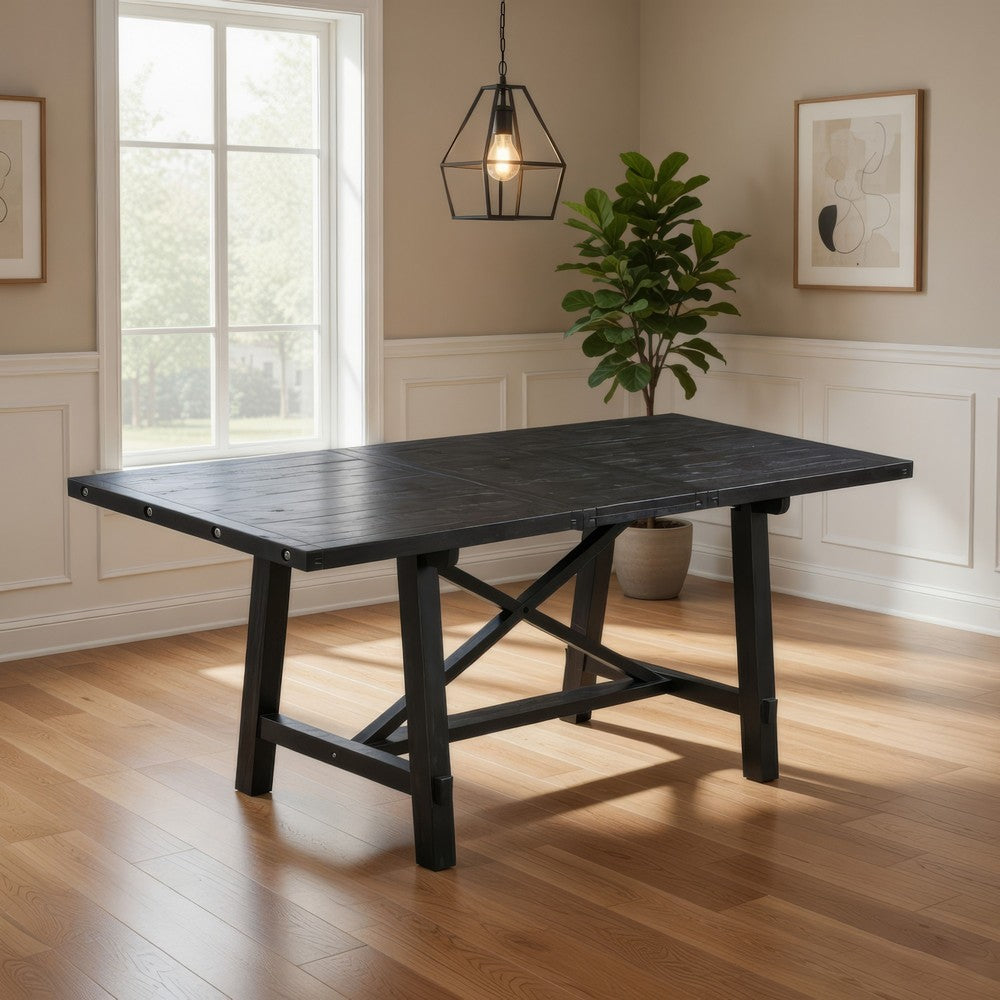 Liu 76 - 96 Inch Dining Table, Acacia Wood, Extendable, Exposed Bolt, Brown
