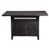 Liu 58 Inch Counter Height Table, Acacia, 2 Cabinets, Exposed Bolts, Brown