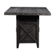 Liu 58 Inch Counter Height Table, Acacia, 2 Cabinets, Exposed Bolts, Brown