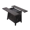 Liu 58 Inch Counter Height Table, Acacia, 2 Cabinets, Exposed Bolts, Brown