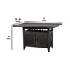 Liu 58 Inch Counter Height Table, Acacia, 2 Cabinets, Exposed Bolts, Brown