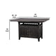 Liu 58 Inch Counter Height Table, Acacia, 2 Cabinets, Exposed Bolts, Brown