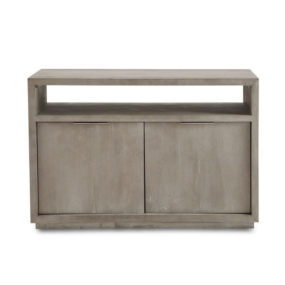 Jose 54 Inch Wood TV Entertainment Center Console 2 Cabinets Light Gray BM274458