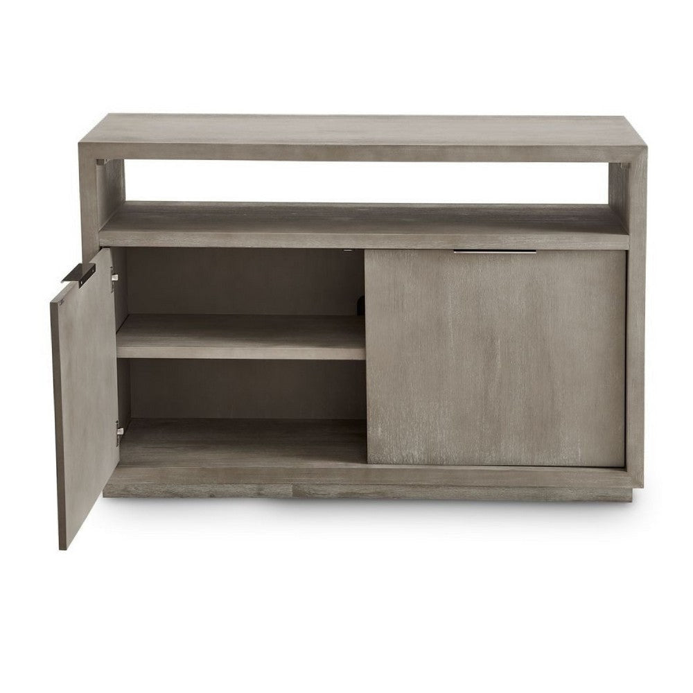 Jose 54 Inch Wood TV Entertainment Center Console 2 Cabinets Light Gray BM274458