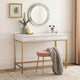 Desk Console Table | 47" | Metal Frame | White & Gold