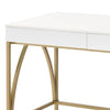 50 Inch Desk Console Table 2 Drawers Metal Inverted U Frame White Gold BM274609