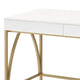 50 Inch Desk Console Table 2 Drawers Metal Inverted U Frame White Gold BM274609
