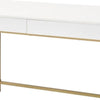 50 Inch Desk Console Table 2 Drawers Metal Inverted U Frame White Gold BM274609