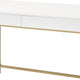 50 Inch Desk Console Table 2 Drawers Metal Inverted U Frame White Gold BM274609