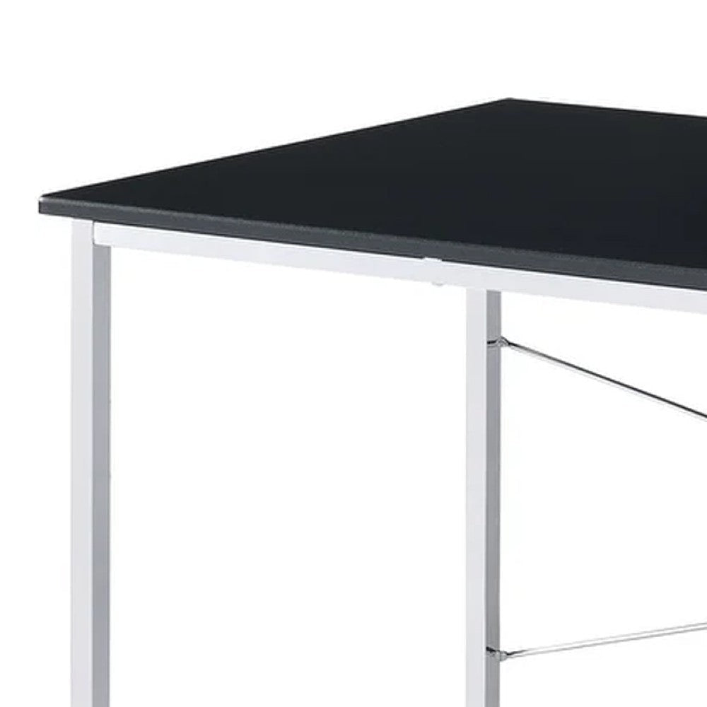 Mayo 47 Inch Rectangular Desk Console Table Crossed Bars Black Chrome BM274613