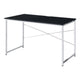 Mayo 47 Inch Rectangular Desk Console Table, Crossed Bars, Black, Chrome