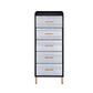 San 45 Inch 5 Drawer Jewelry Storage Chest Gold Legs Black and Silver By Casagear Home BM274615