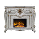 Ples 59 Inch Electric Fireplace Carved Scrolled Legs Antique White BM274621