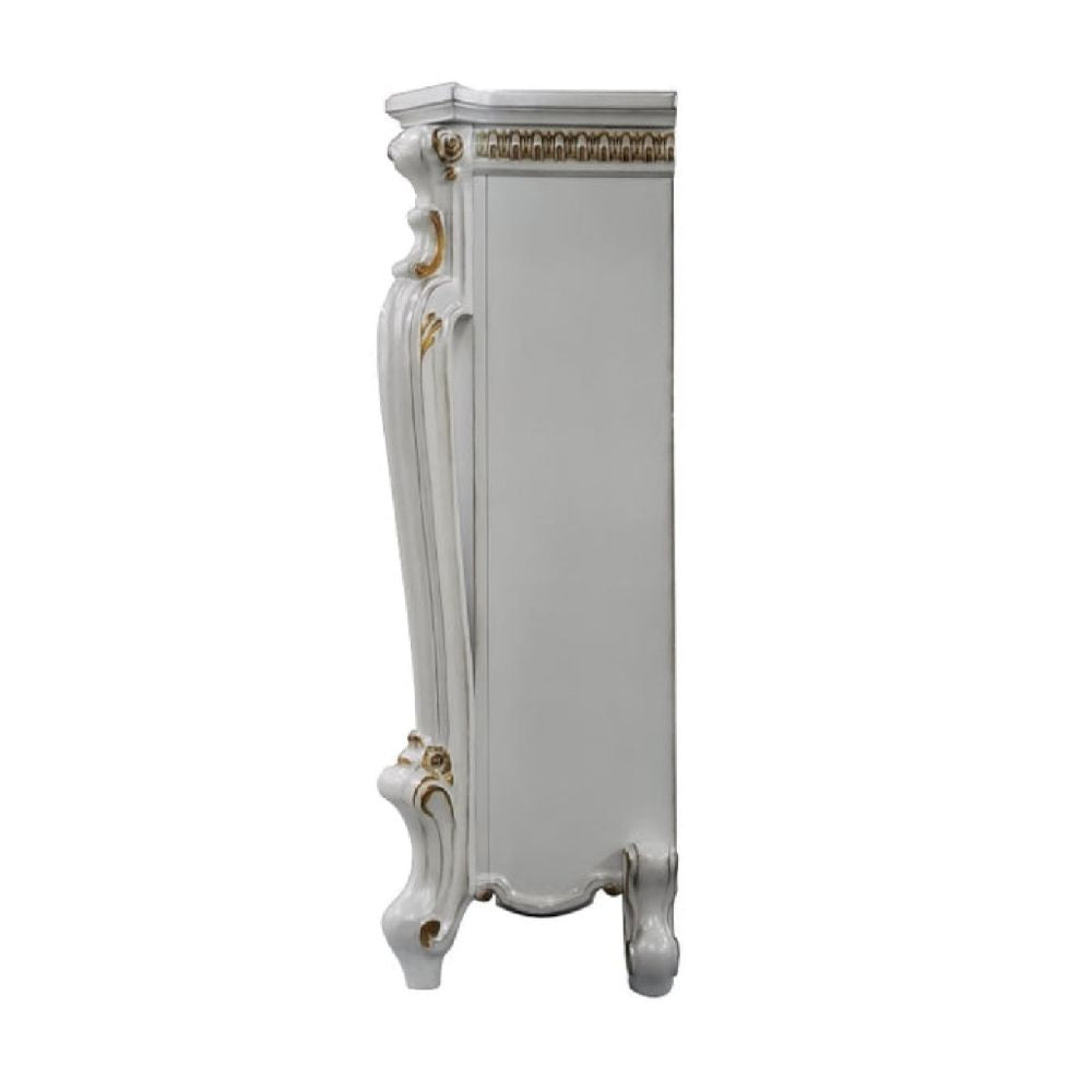 Ples 59 Inch Electric Fireplace Carved Scrolled Legs Antique White BM274621