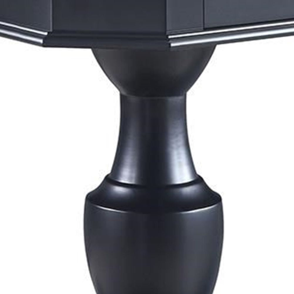 Susy 28 Inch Wood Reversible Board Game Table with Pedestal Stand Black BM274633