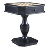 Susy 28 Inch Wood Reversible Board Game Table with Pedestal Stand, Black