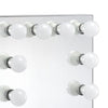 24 Inch Modern Lighted Mirror 2 Power Outlets 12 Bulb Sockets White BM274649