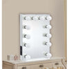 24 Inch Modern Lighted Mirror, 2 Power Outlets, 12 Bulb Sockets, White