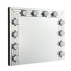 Zaff 32 Inch Modern Glam Lighted Mirror, 12 Sockets, Faux Diamonds, Silver