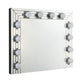Zaff 32 Inch Modern Glam Lighted Mirror, 12 Sockets, Faux Diamonds, Silver