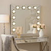 Zaff 32 Inch Modern Glam Lighted Mirror, 12 Sockets, Faux Diamonds, Silver